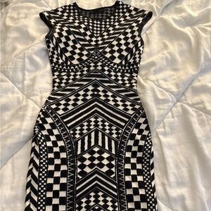Geometric Black and White bodycon Dress